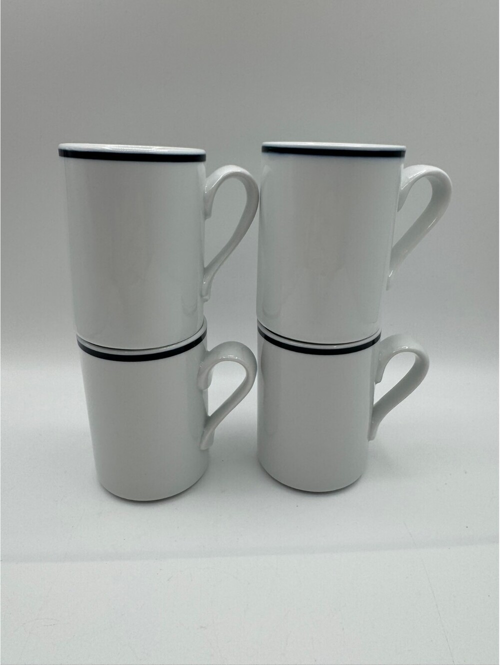 Dansk Bistro CHRISTIANSHAVN Blue Stripe Set 4 Coffee Mugs Portugal